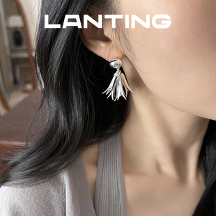 长款流苏麦穗耳环女s925纯银针时尚百搭气质小豆豆耳钉高级感耳饰