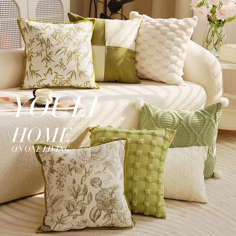 简约中式竹叶轻奢法式客厅靠垫抱枕套靠枕客厅沙发飘窗靠垫床上