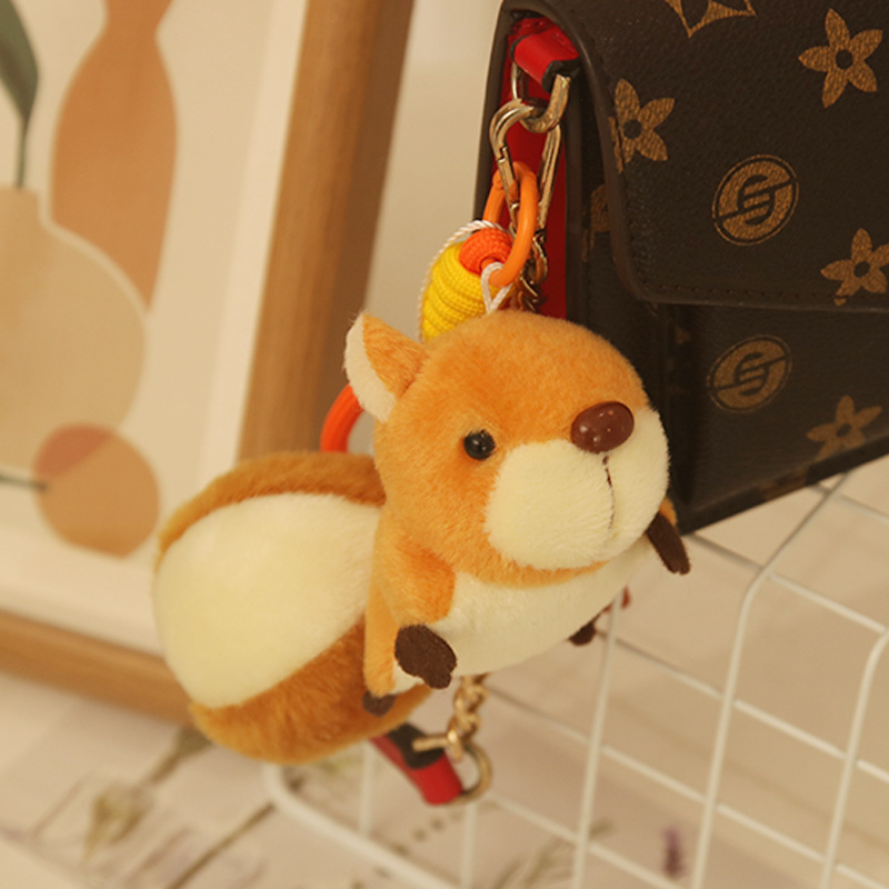 新款大尾巴小松鼠挂件毛绒玩具公仔卡通包包挂饰钥匙扣老鼠布娃娃
