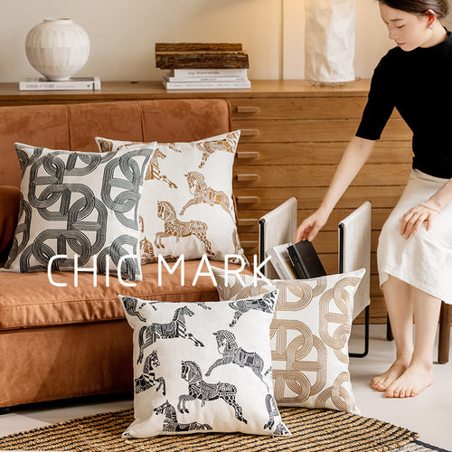 复古几何刺绣绣花抱枕套不含芯北欧现代简约沙发客厅酒店沙发