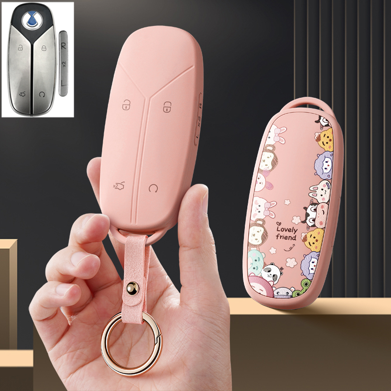 适用腾势D9汽车钥匙套专用x高级n7包n8可爱女用品壳扣保护套全包