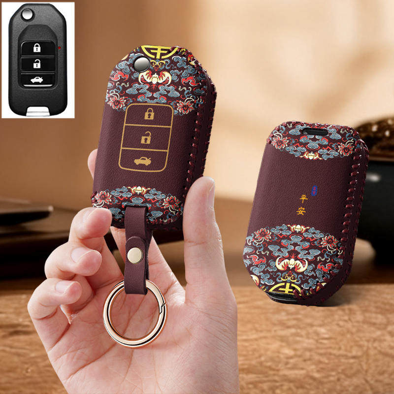 本田老款雅阁飞度缤智皓影Crv凌派杰德思域Xrv汽车钥匙套包壳扣女