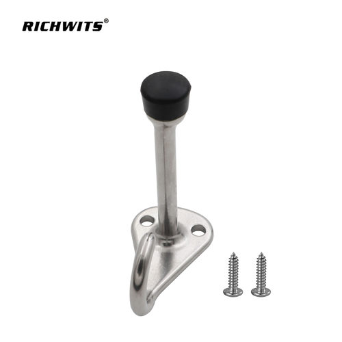 新型实心304不锈钢门挡 缓冲橡胶圆柱门碰金字塔出口带钩款阻门器