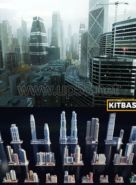 C4D Blender UE香港都市街区摩天大楼公寓建筑3D模型kitbash3D