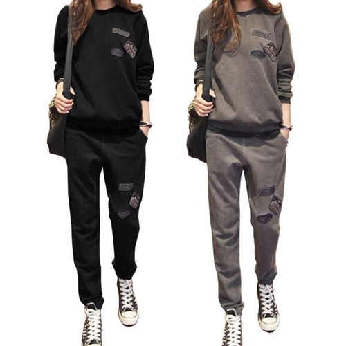 Осенний комплект, модный утепленный спортивный костюм, свитшот для отдыха