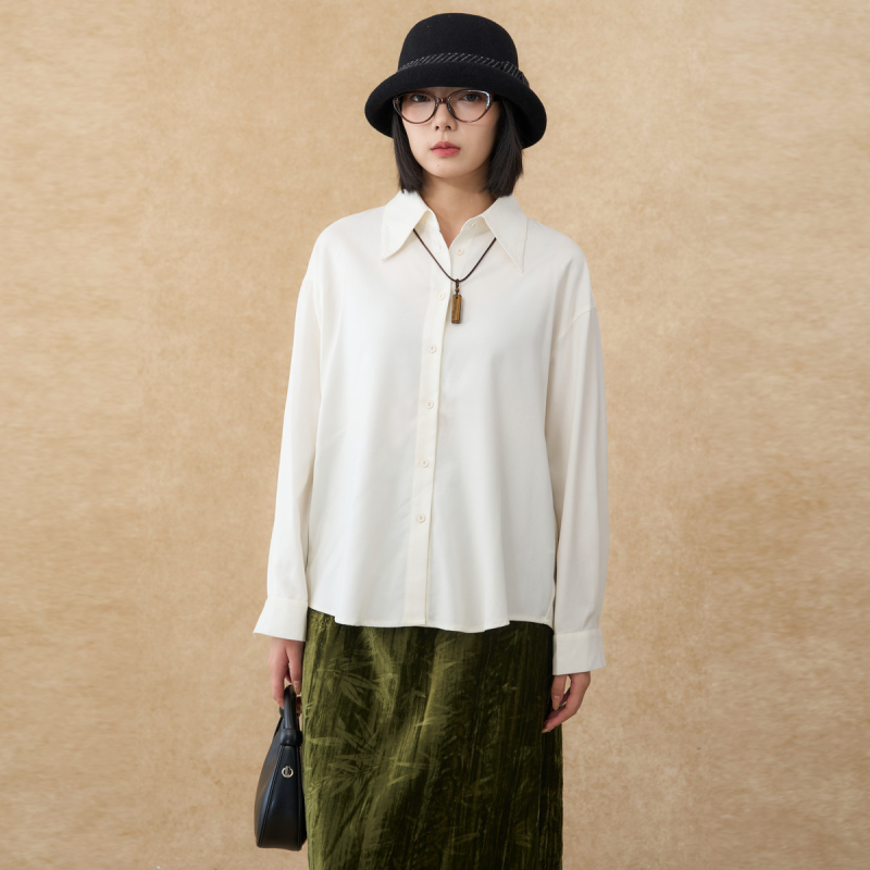 西町村屋通勤风衬衫女装冬简约百搭气质感长袖衬衣商场同款