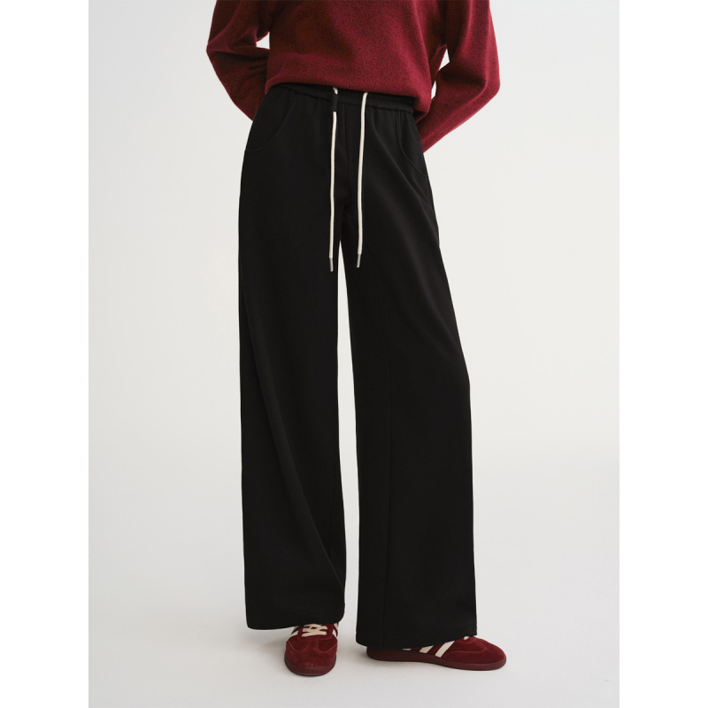 独束大码【遛弯裤】抽绳松紧腰显瘦卫裤弯刀裤时尚百搭休闲阔腿裤