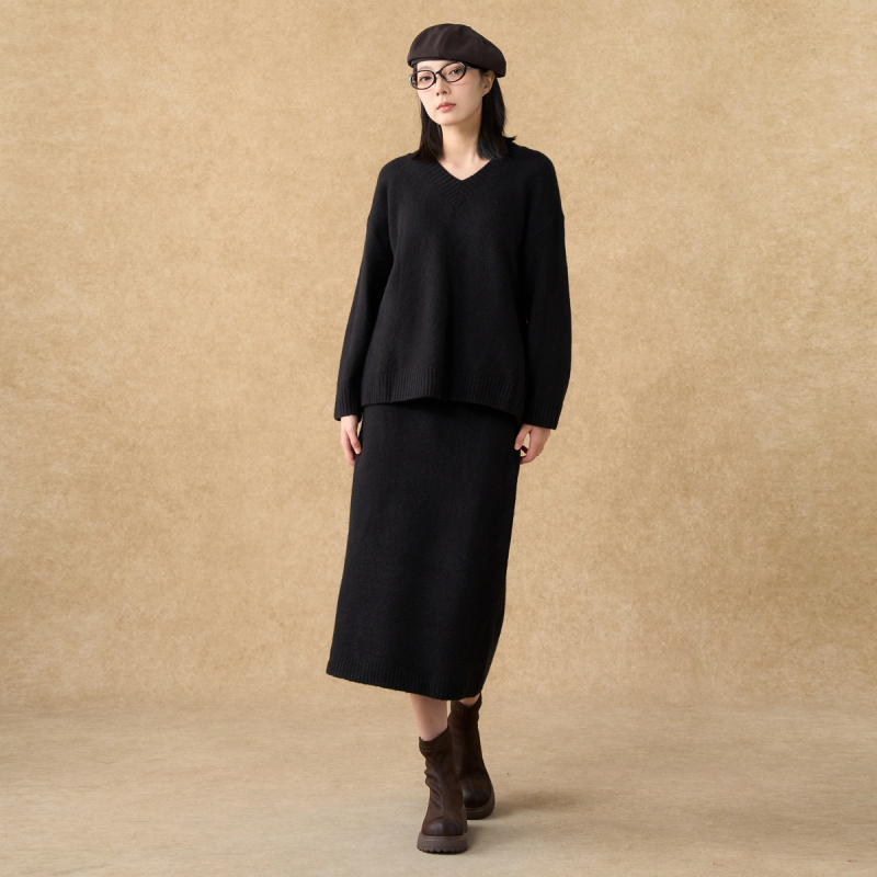 西町村屋极简风套装女装秋冬高级感气质V领针织两件套商场同款