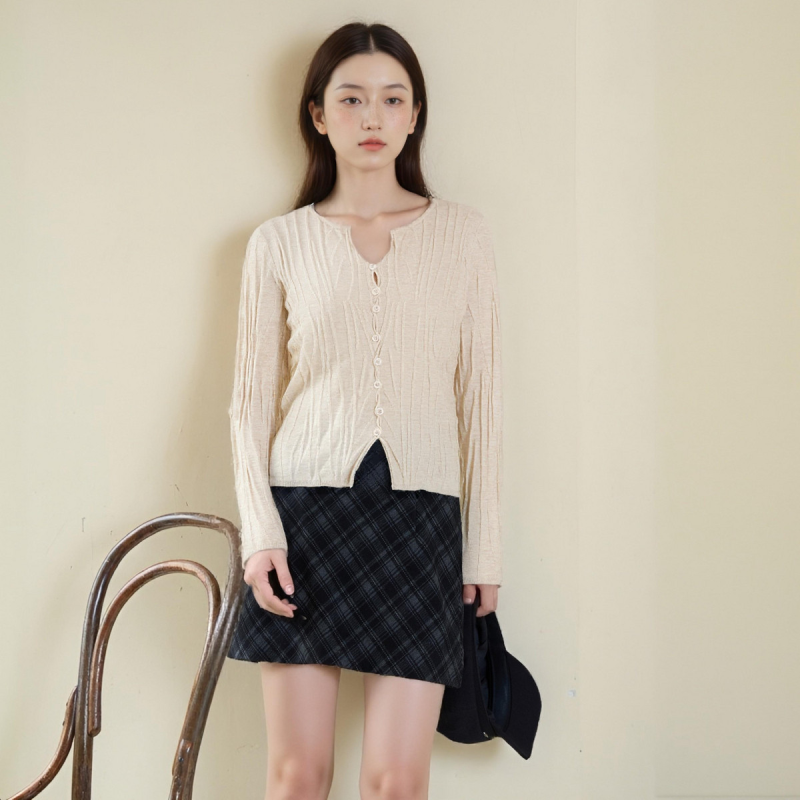 西町村屋针织衫女冬季简约风肌理设计感针织衫商场同款