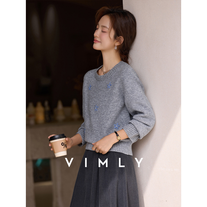 梵希蔓立体花朵设计2025年秋冬款含绵羊毛时尚休闲保暖针织衫女