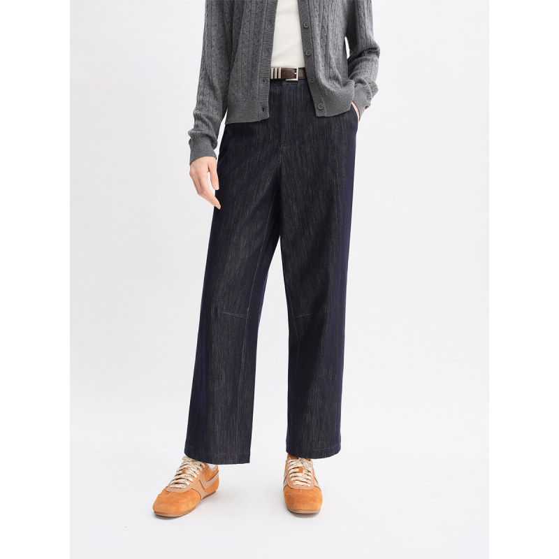 独束（常规版小个子）复古宽松秋季弹力微胖高腰显瘦牛仔弯刀裤