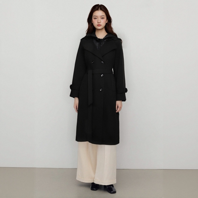 西町村屋90%鸭绒真两件风衣式羽绒服装秋冬气质长款外套商场同款