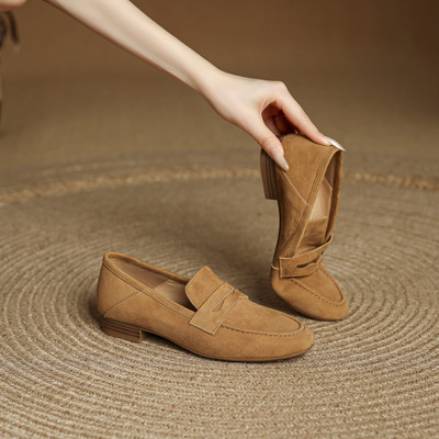 巨软羊皮~法式复古圆头平跟单鞋