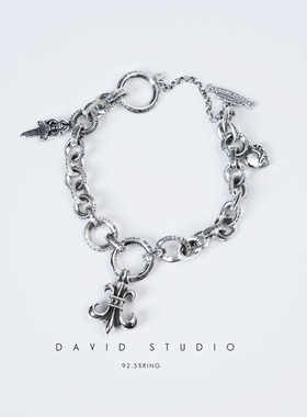 davidstudio925纯银船锚童军花