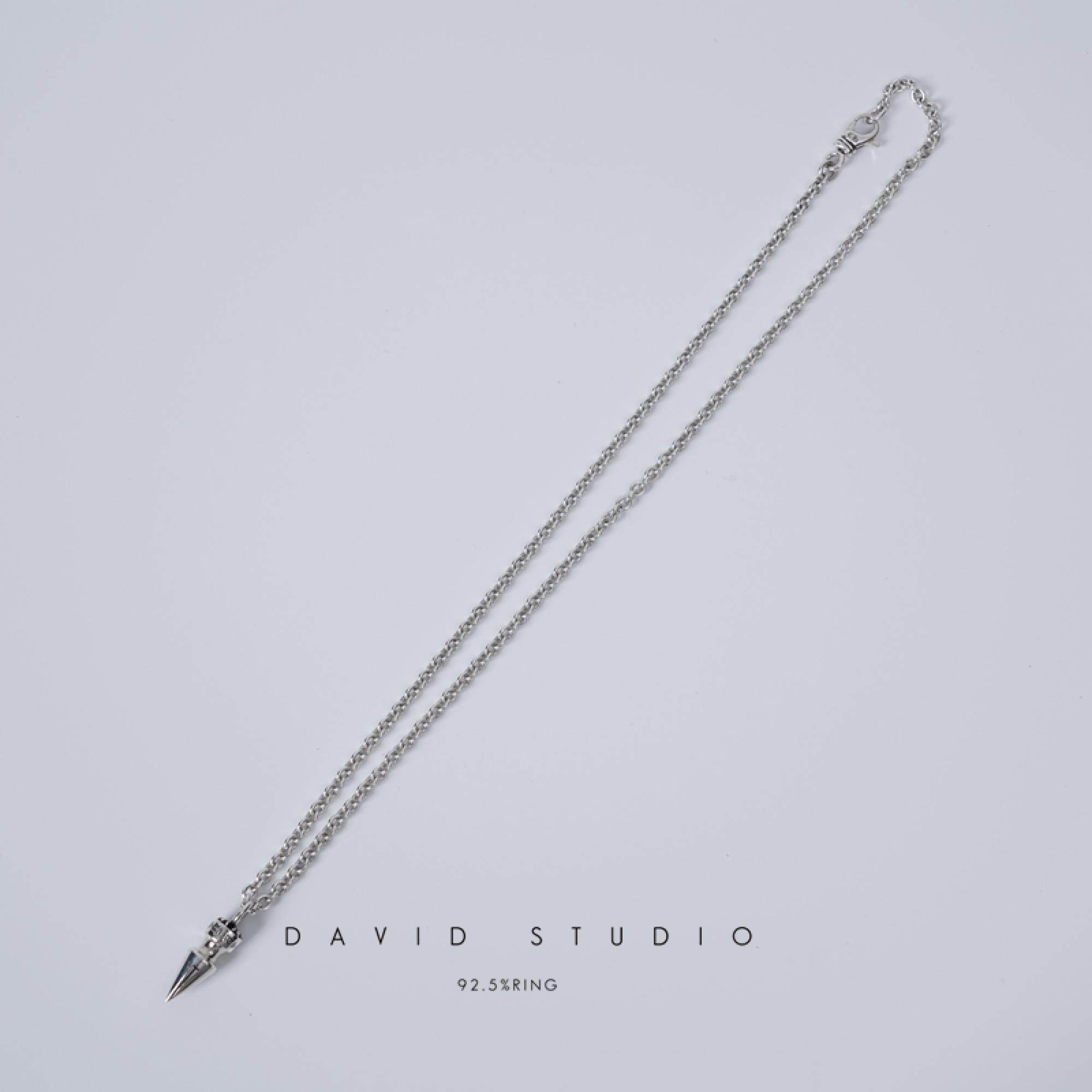 David studio925纯银中号子弹头吊坠环形项链男女同款欧美时尚潮