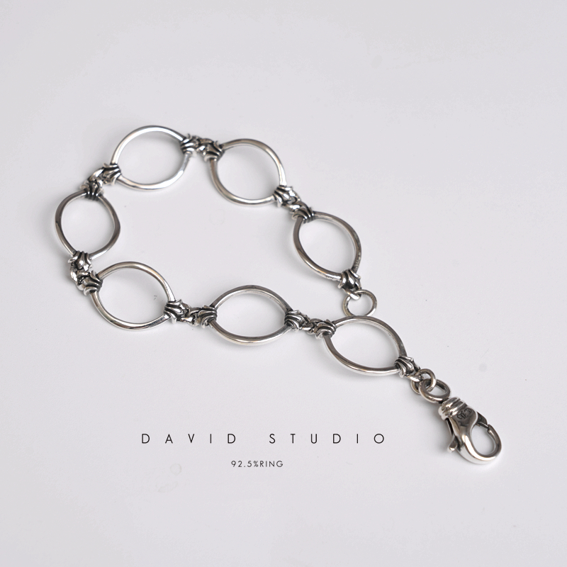 david全手工纯银做旧手链