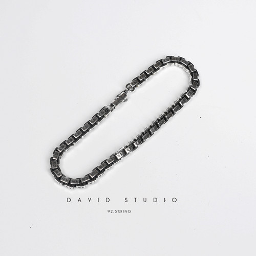 david925纯银刻字做旧手链