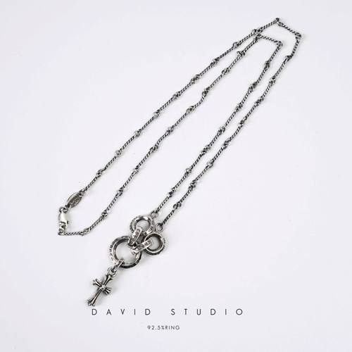 新款纯银高925做旧复古潮人项链