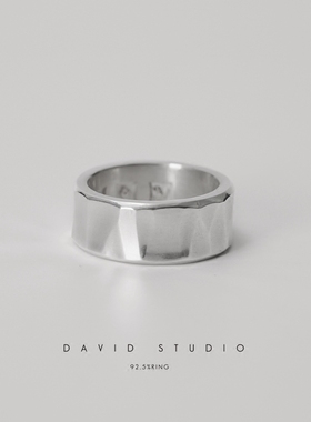 银纹理肌手工小众先戒指情侣