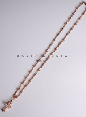 david全手工22k十字架男款毛衣链