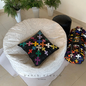 david白色双层镭射十字架全手工懒人沙发单人沙发 进口头层牛皮床