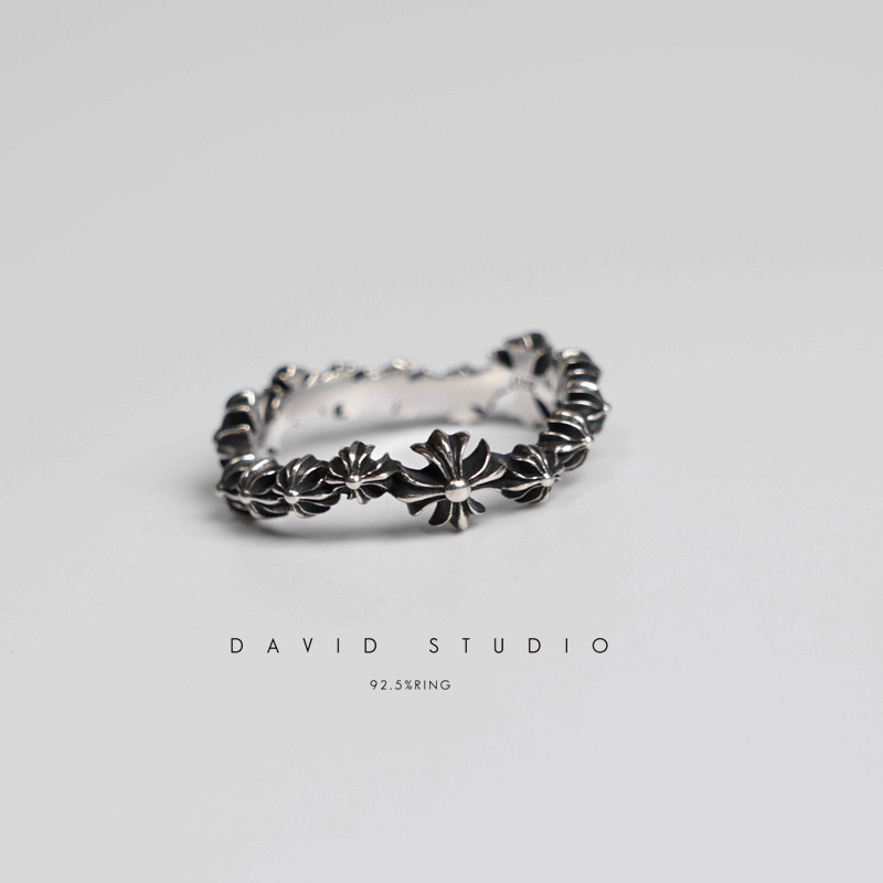 david 定制S925纯银十字架情侣INS网红款尾戒 情侣对戒 女款指环