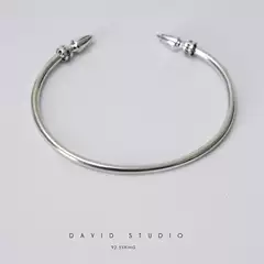 David Studio 925 Sterling Silver Personalized Retro Open Rivet Punk Bullet Head Bracelet Same Style as Lu Han's