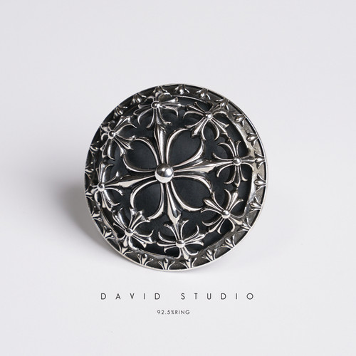 david全手工925纯银浮夸圆盘戒指