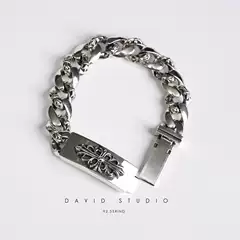 David Custom-Made 925 Sterling Silver Cross Pendant Rugged Bracelet, Same Style for Couples, Popular among Influencers, Men's Style