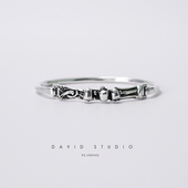 David studio小众先锋骷髅头细手镯925纯银手工werkstatt munchen