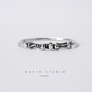 David studio小众先锋骷髅头细手镯925纯银手工werkstatt munchen