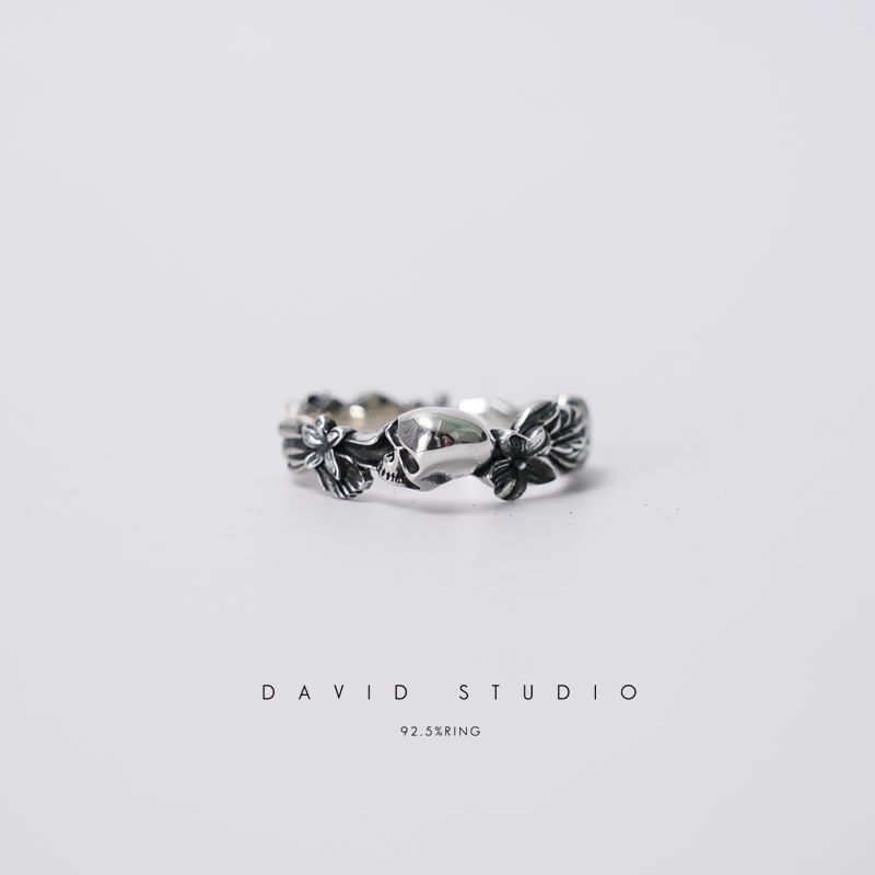 davidstudio925纯银藤花骷髅头