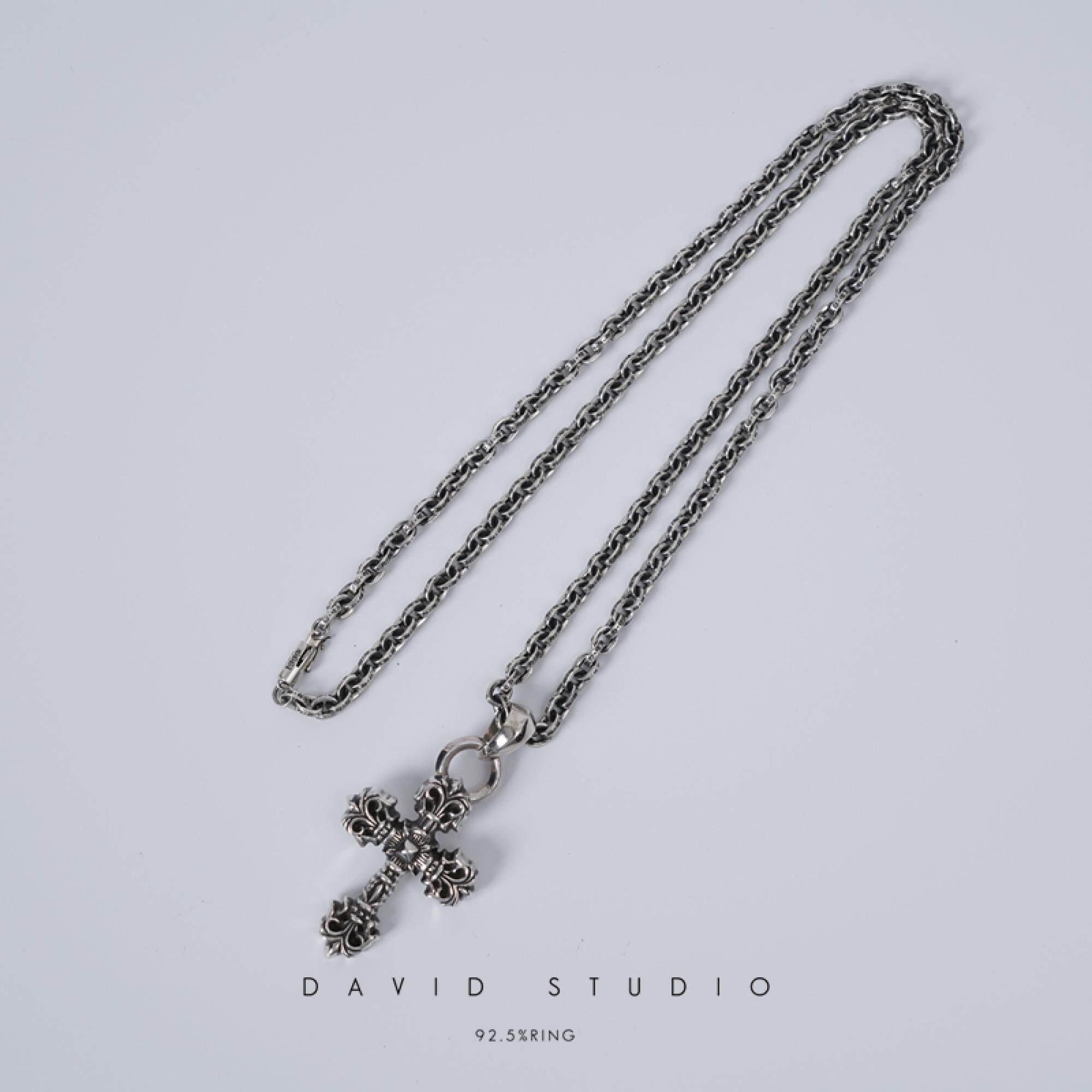 davidstudio925纯银双环项链图片