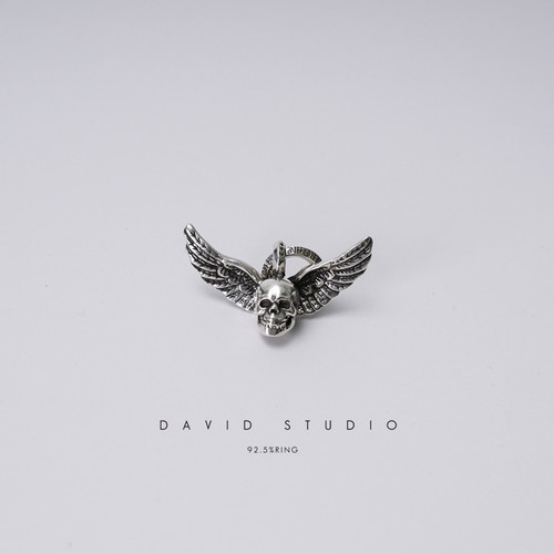 davidstudio925纯银骷髅头吊坠