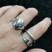 David手工椭圆切面S925纯银情侣戒指男女士werkstatt munche指环