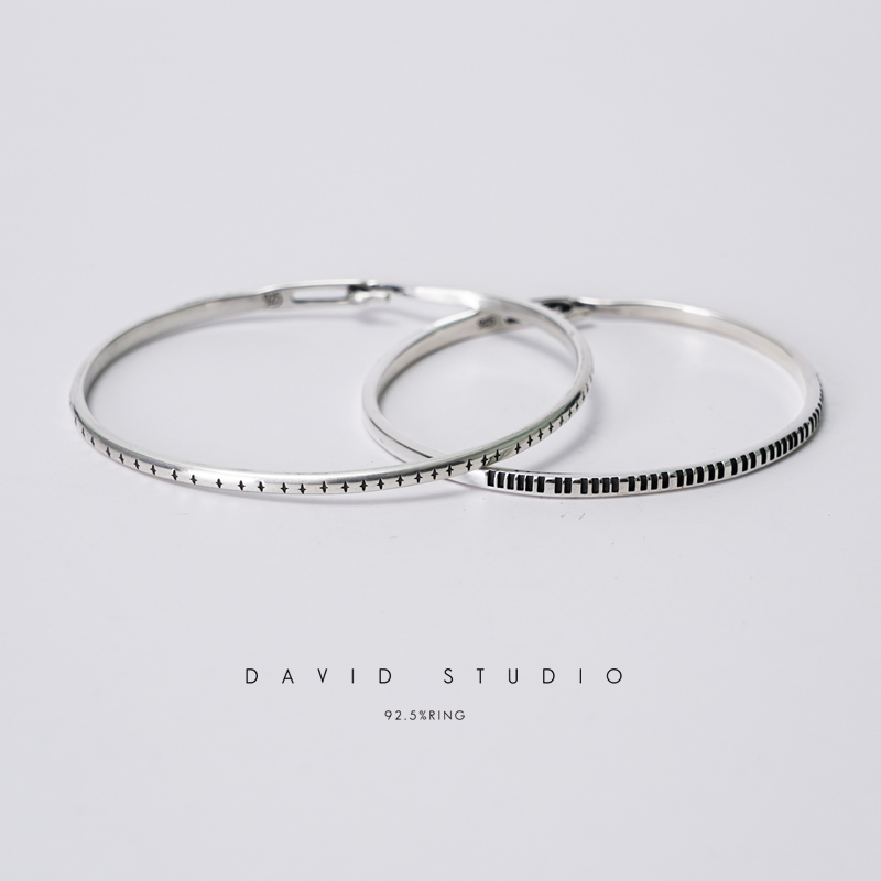 david纯银手工简约手镯手环小众