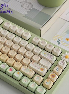 白日梦想家 夏色手帐MOA高度140键机械键盘可爱hi75 rainy75键帽