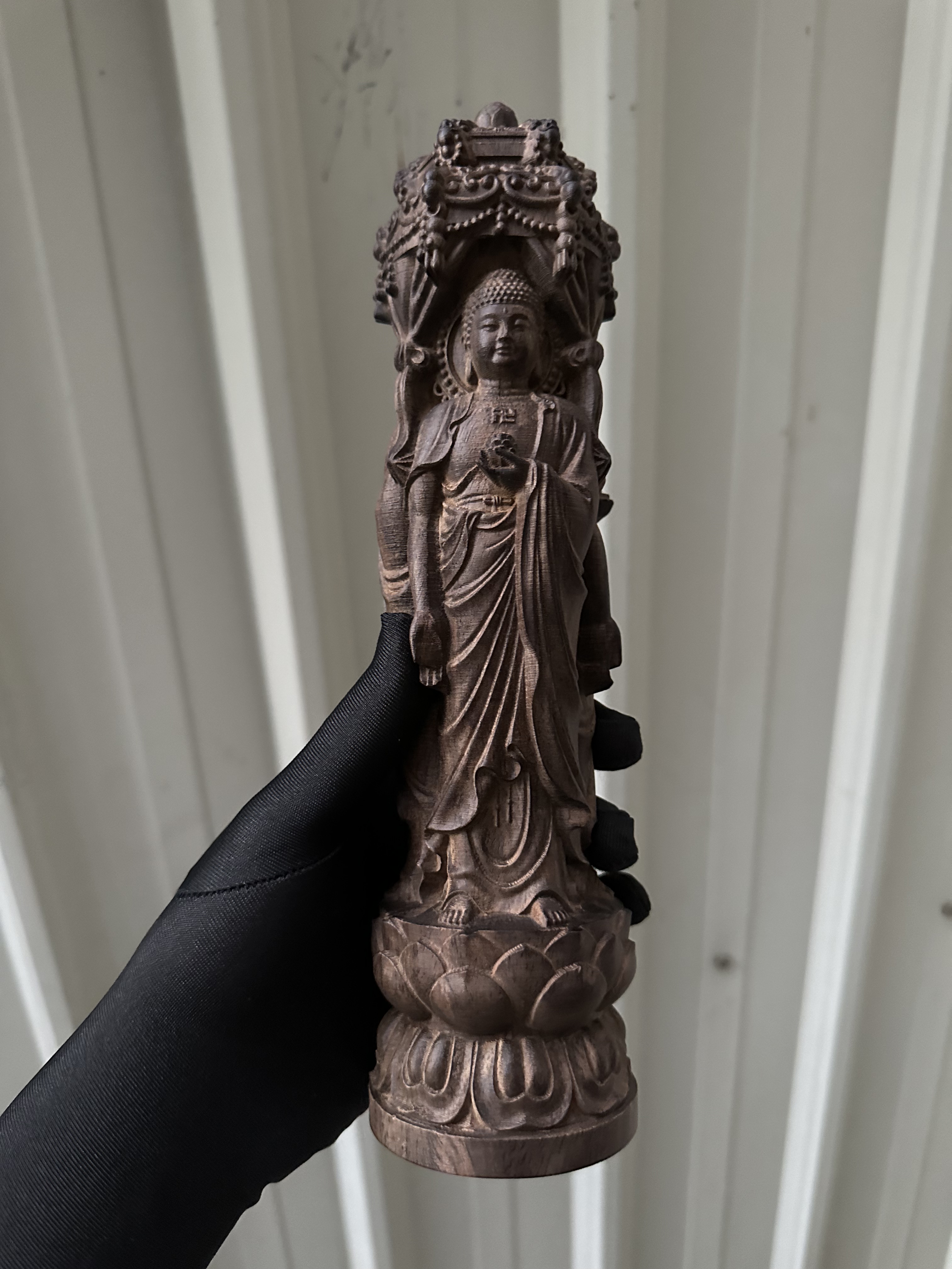 越南沉香木雕三宝佛塔摆件家用释迦牟尼药师佛阿弥陀佛装饰工艺品