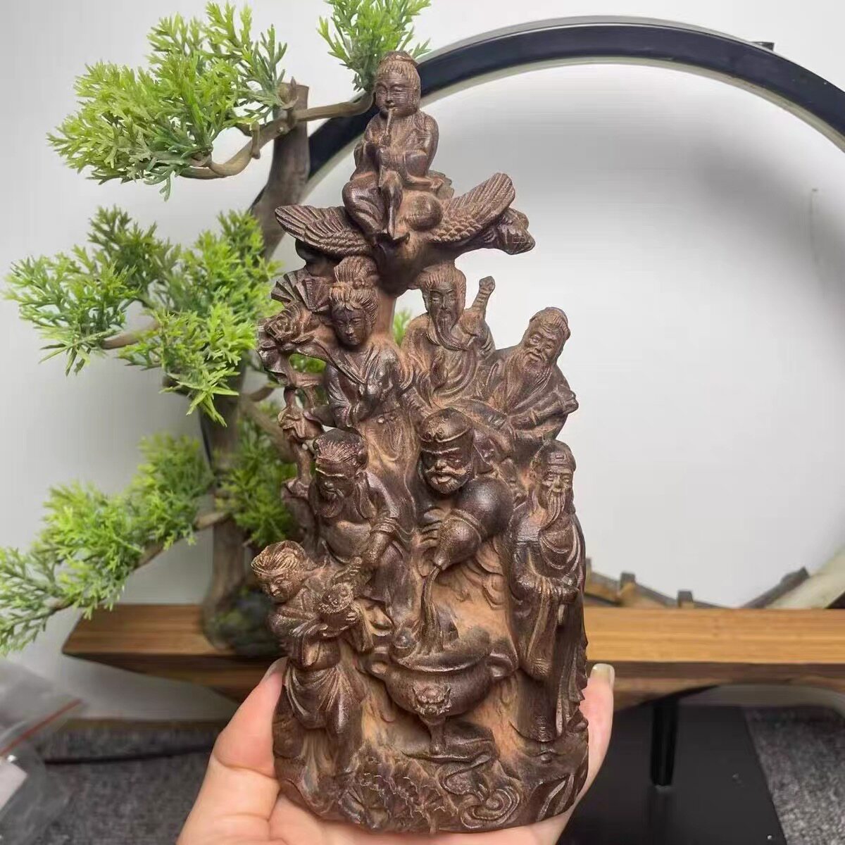 越南沉香木雕八仙过海佛像摆件实木雕刻居家客厅电视柜装饰工艺品图片
