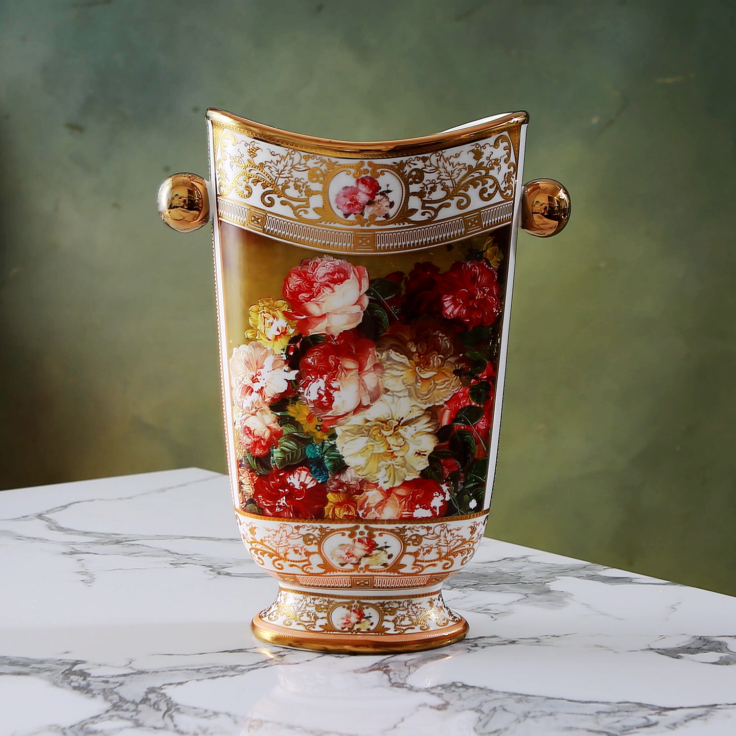 欧式宫廷风古典工艺陶瓷复古花器花瓶摆盘 会所鲜花干花瓶瑕疵品