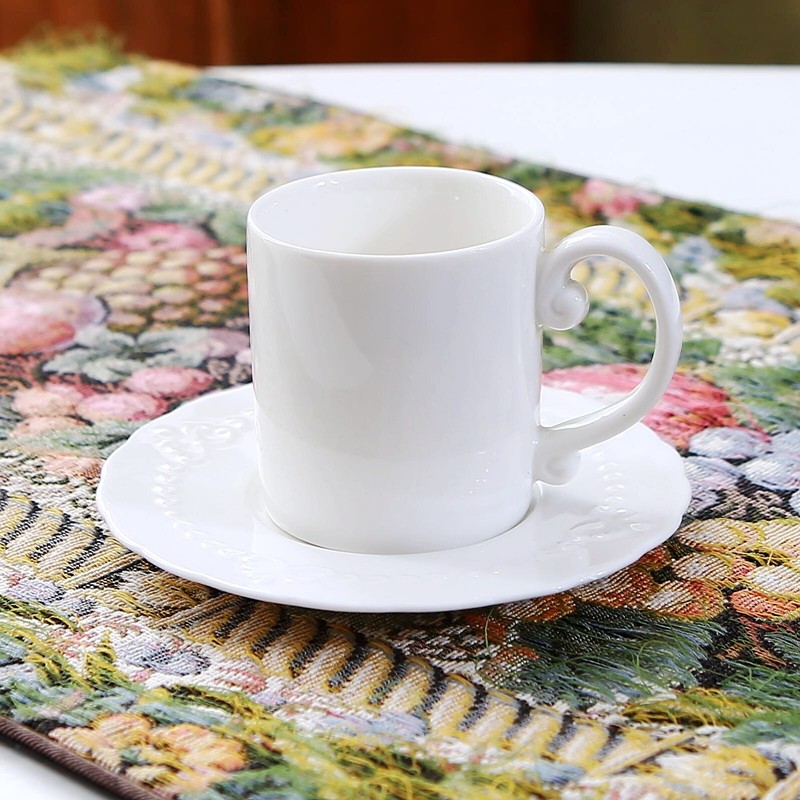 欧式简约釉下彩白色陶瓷小咖啡杯