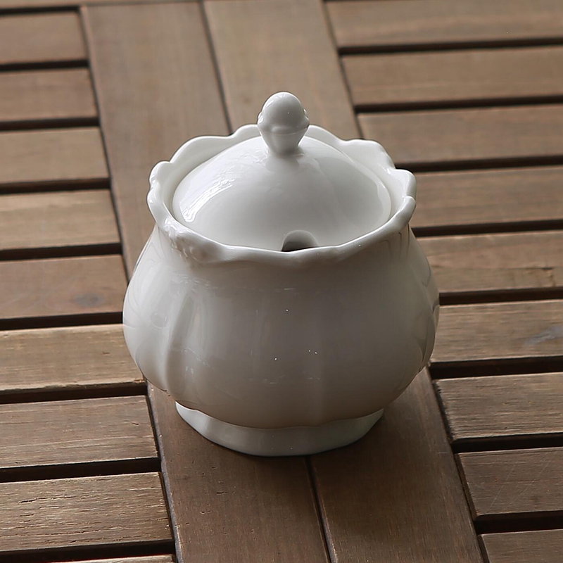 糖罐白色陶瓷欧式花型送一瓷勺