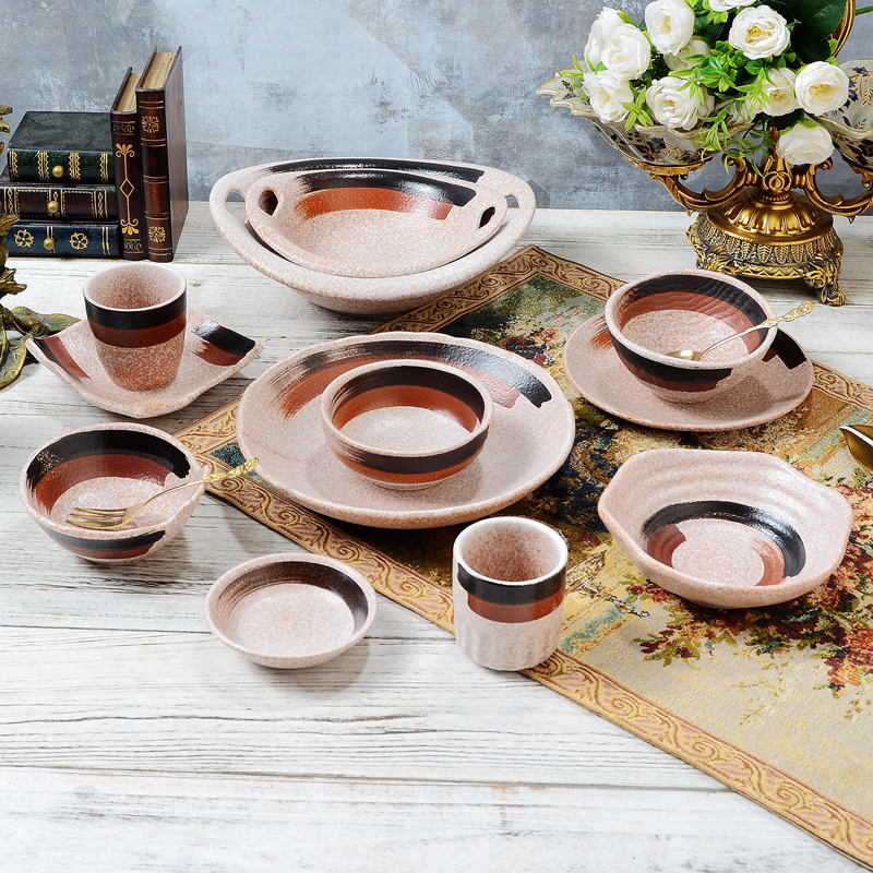 深盘陶瓷大众新中式石头纹餐盘