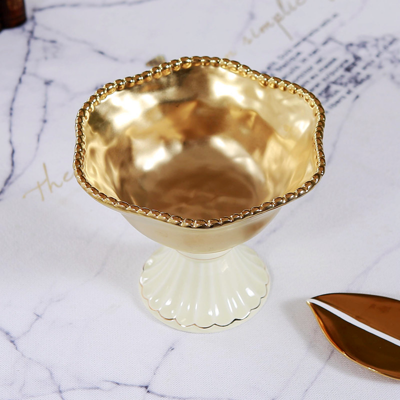 欧式轻奢镀金工艺珍珠高脚水果碗果盆果盘果篮 茶糕点碗 瑕疵,餐饮具,果盆/果盘/果篮,淘宝优惠券,粉丝福利购,淘宝优惠卷