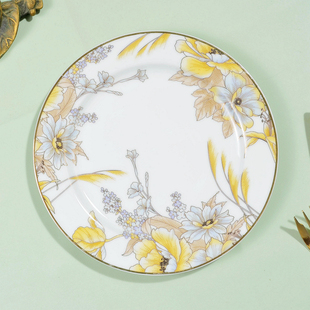 北欧风格陶瓷圆盘 描金西餐盘 酒店会所家居平盘 圆形糕点盘 瑕疵
