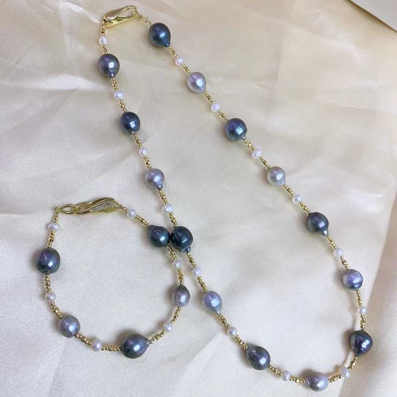 贝睿尔海水黑珍珠项链毛衣链手链