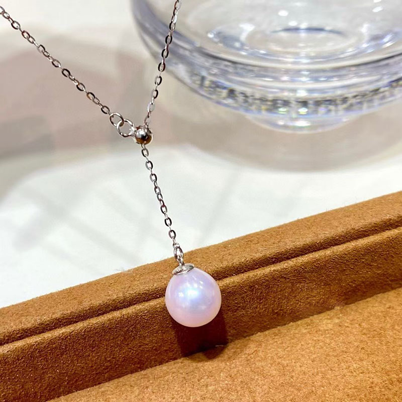 一款多戴淡水真珍珠珍珠吊坠项链正圆8-9MM强光正品S925银女礼物