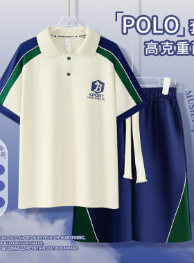 夏季套装高初中小学生加肥加大童青少年短袖polo衫潮流帅气学院风