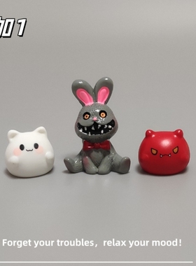 E加1 万圣节幽灵可爱卡通恶魔兔微景观创意园艺造景装饰品小摆件