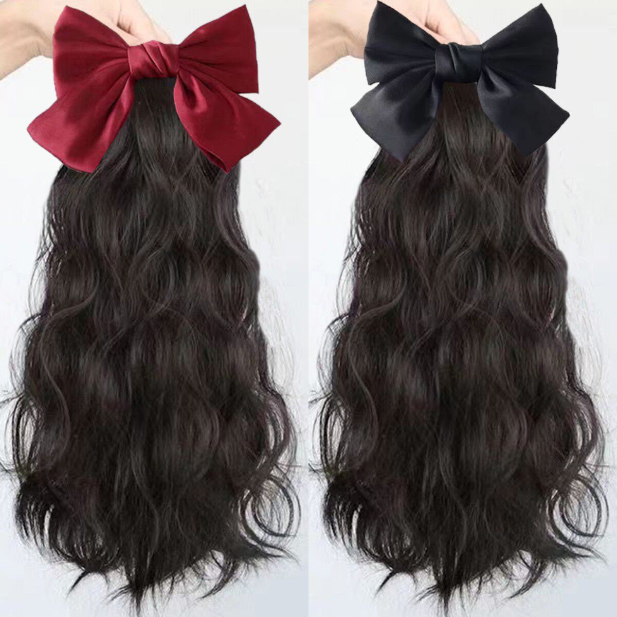 插梳款马尾假发蝴蝶结拆卸水波纹中长款50厘米减龄显瘦羊毛卷马尾,美发护发/假发,马尾,淘宝优惠券,粉丝福利购,淘宝优惠卷